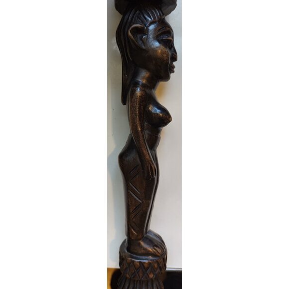 African Hand-Carved Walking Stick  - Figural Head & Captured Ball Cage 39.5" - Picture 5 of 6